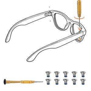 lot 14413 image: HiBloks Screwdriver and Screw Set for Ray-Ban Meta WayfarerSkylerHeadliner Gen 2 & Oakley Meta HSTN Eyeglass Temple Accessories, Includes 1Pc Screwdriver & 10Pcs Screws for Meta Gen 2 Smart Glasses (Case Cracked, Tool Intact)