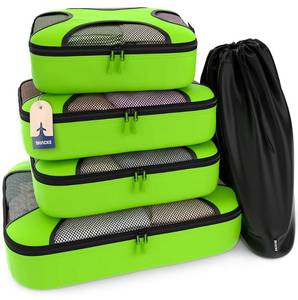 lot 14419 image: Shacke Packing Cubes for Travel 5 Set - Premium Luggage Organizer Bags - Versatile Travel Organizer for Women and Men - Optimized Packing Bags - Travel Essentials (Green Grass)