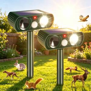 lot 14422 image: 2026 Sonic Fortress Pro Deer Repellent Devices,Squirrel Racoon Repellent Outdoor Cat Deterrent Solar Ultrasonic Animal Repeller IP65 Waterproof with Motion Sensor for Dog Rabbit for Yard Garden,2 Pcs