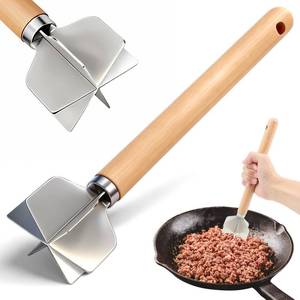lot 14450 image: 304 Stainless Steel Meat Chopper, 6-Blade Heavy Duty Ground Beef Meat Masher, 11 Inch Food Grade Hamburger Smasher Metal Kitchen Tool for Vegetable Puree Cooking