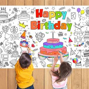 lot 14474 image: JOFONY Happy Birthday Giant Coloring Tablecloth Poster for Kids,30x72Inch DIY Art Activity Birthday Drawing Paper Coloring Tablecloth Poster Table Cover Mat Home Classroom Birthday Party Suppiles
