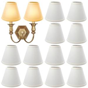 lot 14482 image: TANEMUDO 12 Pack Small Lamp Shade 3 x 6 x 5 White Barrel Fabric Lampshade Cover Beige Linen for Table Floor Lamp Eyes Protected Appearance