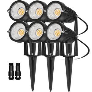 lot 14488 image: REEGOLD Low Voltage Landscape Lights Outdoor 7W 700LM LED Landscape Lighting with Connectors for Tree Garden Yard Pathway  12V 24V Warm White 2700K Spotlights  IP65 Waterproof  6 Pack