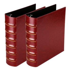 lot 19613 image: LETVPVOW Vintage Hardback 3 Ring Binder 2 Inch, Professional Leather Binders 2 Inch D Ring, Holds 400 Sheets Capacity 2 Pack - Dark Red
