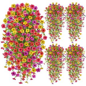 lot 19614 image: Faylifeway Artificial Hanging Flowers for Outdoors, 4PCS UV Resistant Artificial Outdoor Flowers, Silk Flowers for Outside Patio Porch Front Yard Window Garden Indoor Decor(Spring Color,4PCS)