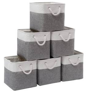 lot 19620 image: BOFUGA Cube Storage Bins, 6 Pack Collapsible Fabric Storage Cubes, 11 Inch Cube Organizer Bins with Handles (WhiteGray)