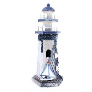 lot 19622 image: Sail Boat Wooden Lighthouse 10.6 High Nautical Themed Rooms Lighthouse Home Decor