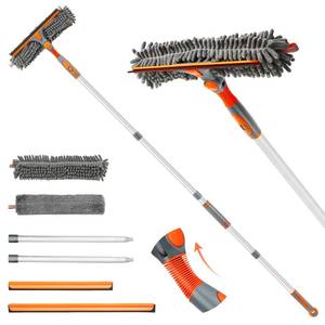 lot 19635 image: Eazer 89 Squeegee Window Cleaner 2 in 1 Rotatable Window Cleaning Tool Kit with Extension Pole, Window Washing Equipment with Bendable Head for IndoorOutdoor Window and Car Glass