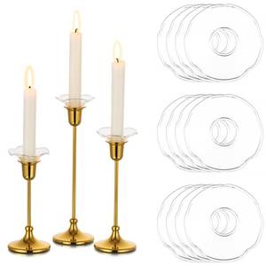 lot 20319 image: Glasseam Glass Candlestick Bobeches - Set of 12 Clear Drip Protectors, Unique Wax Drip Catchers for Candle Sticks Holder Decor, Small Tapered Candle Rings for Table Decor