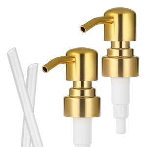 lot 20328 image: 2 Pack Gold Soap Dispenser Pump Replacement, 304 Stainless Steel Hand Liquid Soap Pump for Regular Mouth Bottles Standard 28400 Neck Size for Hand Dish Soaps Bottle and Lotion