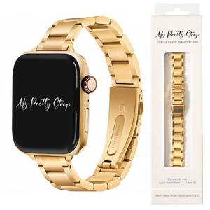 lot 20351 image: My Pretty Strap Slim Glaz� Band Compatible with Apple WATCH SE Series 10 9 8 7 6 5 4 3 2 1, 3840414244454649MM for Women (Gold, 38 MM  40 MM  41 MM  42 MM (Series 10))