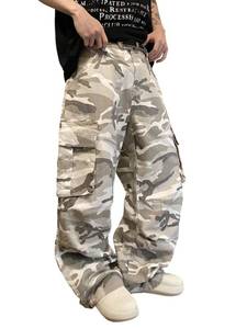 lot 20358 image: DFGIGT Mens Denim Baggy Pants with Cargo Pockets Mid Weight Casual Streetwear Wide Leg Jeans Hip Hop Skater Trousers Street Wear Jinco Y2k 2000s Straight Relaxed Loose Camouflage,E15 Camo,X-Small