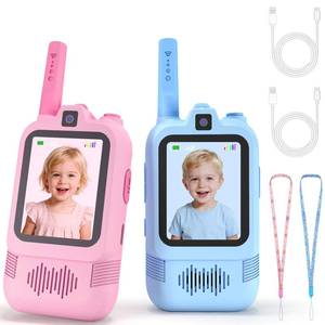 lot 20361 image: Video Walkie Talkies for Kids with Front and Rear Cameras, 2 Pack Long Range Rechargeable Kids Walkie Talkies with Video Call, Walkie Talkies Toy Gift for Indoor Outdoor Camping Hiking Boys Girls