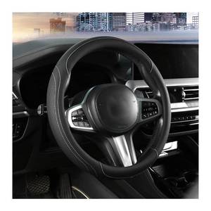 lot 20369 image: HZEL Car Steering Wheel Cover, 15 Inch Leather Comfortable Vehicle Steering Wheel Protector with Inner Rring, Anti-Slip Automotive Interior Accessories, Universal for SUV RV Truck (BlackWhite)