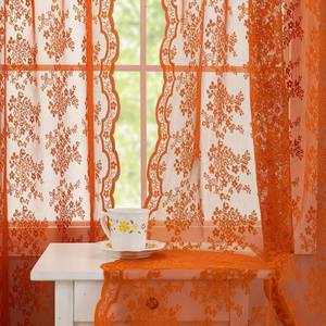 lot 20394 image: YJ YANJUN Vintage Lace Curtains 63 Inch Length Burnt Orange Sheer Curtains for Living Room Bedroom 2 Panels Rod Pocket Farmhouse Terracotta Drapes for Kitchen Nursery Halloween Fall Decor 52x63 Inch
