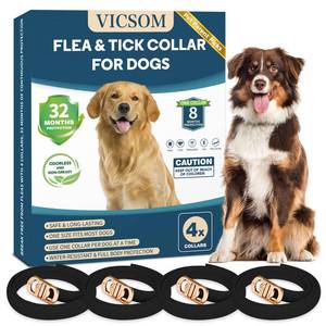 lot 20395 image: 4 Pack Flea & Tick Protection for Dogs, 32-Month Waterproof Adjustable Repellent Collar, Long-Lasting Pest Prevention for Small Medium Large Breeds, Black (3 ONLY)