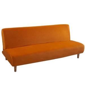 lot 20410 image: Armless Sofa Bed Cover Futon Slipcover Velvet Stretch Spandex Folding Sofa Couch Non-Armrest Furniture Protector (Velvet Orange)