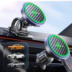 lot 20431 image: LISEN 15W MagSafe Car Mount Charger,Carbon Fiber Magnetic Wireless Car Charger, Dashboard & Air Vent Car Phone Mounts, Magnetic Phone Holder for Car Mount for iPhone 171615141312, Samsung Pixel (Missing Dash Mount)