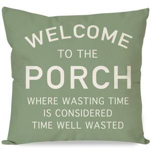 lot 20435 image: PANDICORN Farmhouse Throw Pillow Covers 18x18 Inch Welcome to the Porch Sage Green Outdoor Spring Fall Decorations Rustic Decorative Cushion Case for Front Porch Patio Couch Bench Chair Decor