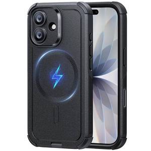 lot 20437 image: ESR for iPhone 17 Phone Case, 23ft Military-Grade Drop Protection, Shock-Absorbing Rugged Cover, MagSafe Accessories Compatible, Cyber Series, Black