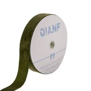 lot 20469 image: QIANF Vintage Moss Green Velvet Ribbon Christmas Ribbon for Gift Wrapping Crafts Christmas Tree Ornaments Garland Decorations, 1-12 Inch X 25Yd