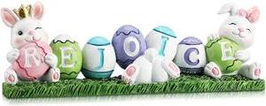 lot 11330 image: Easter Bunny Rejoice Decorative Figurine with Colorful Eggs