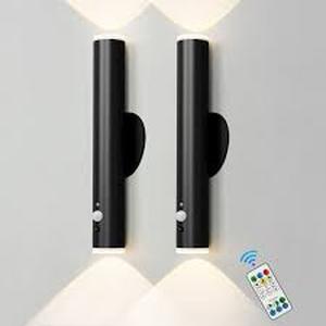 lot 20383 image: Rechargeable LED Wall Light Fixtures Set of 2