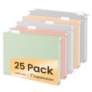 lot 1017 image: SUNEE Hanging File Folders Letter Size, Pastel Colors, 25 Count Letter Size File Folders with 15-cut Tabs, Heavy Duty 1 Inch Expansion, Stay Organized for Your Home and Office Bulk File
