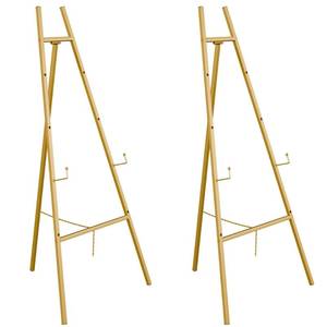 lot 1022 image: Gold Easel Stand for Sign, Heavy Duty Easel, 4-Tier AdjustableArt Easel for Painting, Wedding Sign 2pc
