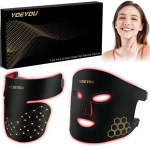 lot 1042 image: YOEYOU Red Light Therapy for Face and Neck, 850nm Infrared & Red Light Mask, 4 Modes LED Face Mask Light Therapy with Neck Masks, 2600mAh Rechargeable Portable Skincare Device at Home & Travel
