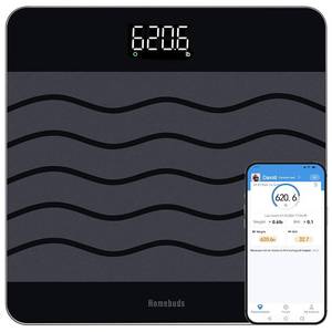 lot 1047 image: Homebuds 660lb Scale for Body Weight, Precision 0.1lb by Our Professional Scale Factory Since 2001, Smart Digital Weight Scale BMI Via APP, 8mm Non Slip Tempered Glass 12.4  12.4in, LED, Black