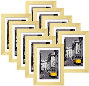 lot 1058 image: eletecpro 5x7 Picture Frames Set of 10, Gold Picture Frame Collage Wall Decor Displays 4x6 Photo With Mat or 5x7 without Mat, Home Decor Gallery Frame for Table Top or Wall Mounting, Gold