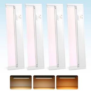lot 1066 image: Snyloe 4 Pack 12 Under Cabinet Lighting for Kitchen, 8W 600LM, 3 Color Temperatures (3000K4000K5000K), Hardwired or Plug-in, 45° Rotatable Design, Linkable Up to 15 Units, YT-4208-10-4