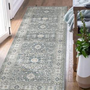 lot 1072 image: jinchan Runner Rug 3x7 Washable Hallway Rug Distressed Gray Multi Vintage Floral Runner Kitchen Floor Cover Indoor Mat Retro Entryway Living Room Bedroom Office Farmhouse Grey
