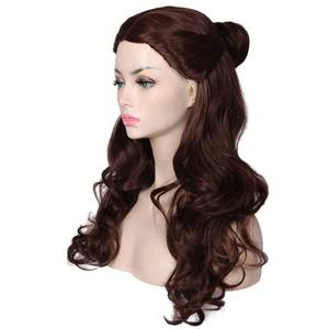 lot 2047 image: ColorGround Women��s Long Wavy Brown Prestyled Cosplay Costume Wig with Detachable Bun