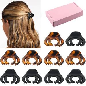lot 2048 image: Small Hair Clips for Women Girls Kids, Tiny Hair Claw Clips for ThinMedium Thick Hair, 1.5 Inch Mini Hair Jaw Clip, Nonslip Matte Octopus Claw Clip, 10 Pack with Gift Box, Black & Tortoise
