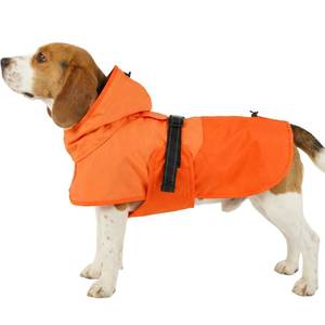 lot 2059 image: BRKURLEG Dog Raincoat for Small Medium and Large Dogs Waterproof Dog Rain Jacket Adjustable Hooded Dogs Raincoat Pet Rain Coat Poncho with Leash Hole, Reflective Strip, Orange, XL