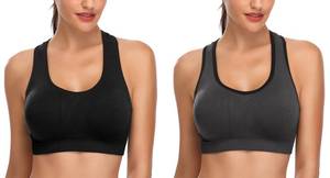 lot 2372 image: MIRITY Women Racerback Sports Bras - High Impact Workout Gym Activewear Bra Color Black Grey Size M