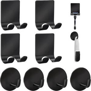 lot 2374 image: Diesisa Razor Holder for Shower  Adhesive Wall Hooks, Premium 304 Stainless Steel Shower Razor Holder with Heavy Duty Waterproof Sticky Hooks for Hanging Towels, Coat, hat (44 Pack) - Black