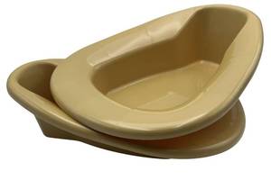 lot 2395 image: 2 Pack Hevy Duty Protable Deluxe Stackable Contour Bedpan, Gold