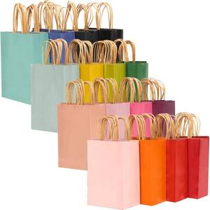 lot 2408 image: qiqee Medium Size Paper Gift Bags With Handles 10.6x8.3x4.3 16 Solid Colors Party Favor Bags��16-Packs��