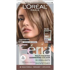 lot 2415 image: LOreal Paris Feria Multi-Faceted Shimmering Permanent Hair Color, B61 Downtown Brown (Hi-Lift Cool Brown), Pack of 1 Hair Dye Kit