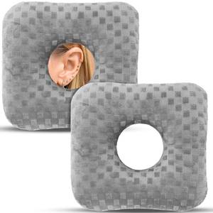 lot 2440 image: DoubleFill 2 Pieces Ear Piercing Pillows for Side Sleepers with Hole, O Shaped Donut Pillow, Circle Guard Pillow Protectors for Ear Pain Inflammation Pressure Sores Relief Side Sleeping(Gray)