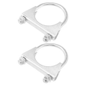 lot 2452 image: Hihaha Round U Bolt ClampMuffler Exhaust Clamps for Car RV Truck BoatDurable Mild Steel 2.15 ID 54mm  2 Pcs Silver Tone