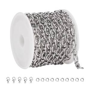lot 2481 image: SMYHTGLIF 2 Meters Oval Circle Rolo Jewelry Making Chains Roll Silver Plated Stainless Steel Chain Bulk for Jewelry Making Supplies