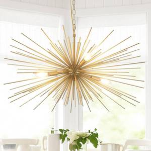 lot 3590 image: ZIRALIO 31in Modern Gold Sputnik Chandelier 4-Light Mid-Century Starburst Chandelier Light Fixture Over Table Large Satellite Chandeliers for Dining Room Foyer Entryway Kitchen Bedroom Living Room E12