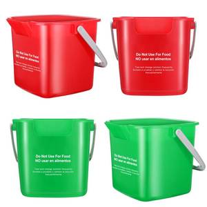 lot 3591 image: Yaomiao 4 Pcs Cleaning Bucket 3 Quart Small Sanitizing Square Bucket Detergent Pail with Measurements Spout and Handle for Home Commercial Use Restaurant Kitchen Office School (Red, Green)