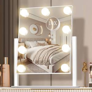 lot 3610 image: NUSVAN Vanity Mirror with Lights, Makeup Mirror with Lights,3 Color Lighting Modes Detachable 10X Magnification Mirror Touch Control,360°Rotation, White.