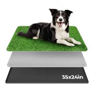 lot 3626 image: BurgeonNest Dog Grass Pad with Tray 35x24, Includes Reusable Artificial Turf for Dog Litter Box, Ultra-Absorbent Washable Pee Pad & EVA Material Tray for Balcony, Apartment & IndoorOutdoor Use