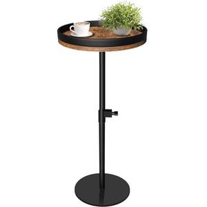 lot 3631 image: HENAYUK Drink Table, Small Round Side Table Height Adjustable Martini Table with Weighted Metal Base, Pedestal Table for Small Spaces, Accent Table for Living Room, Bedroom, Bathroom (Brown-1)